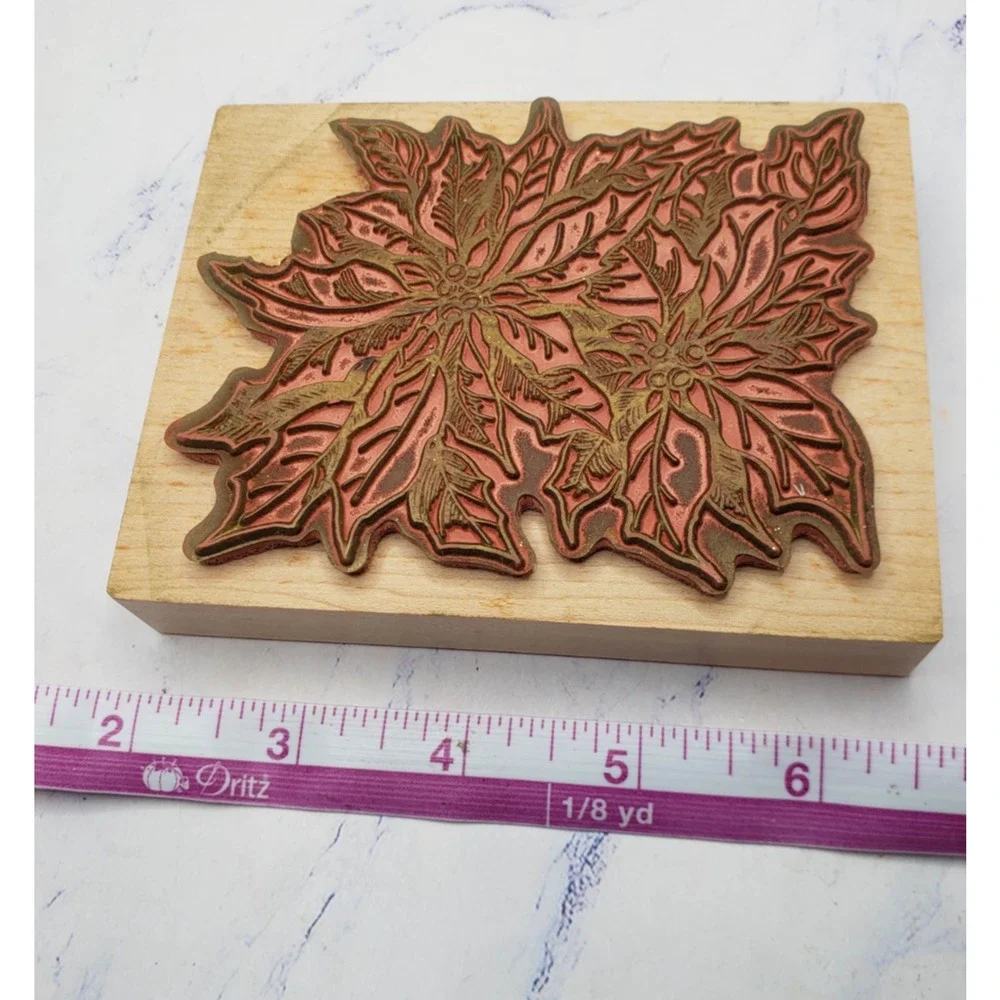 Poinsettia Rubber Stamp Christmas Floral PSX Wood Mounted Rubber Stamp K784